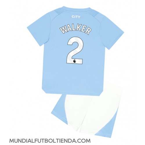 Camiseta Manchester City Kyle Walker #2 Primera Equipación Replica 2023-24 para niños mangas cortas (+ Pantalones cortos)